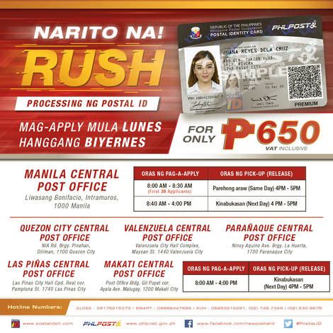 rush postal id.